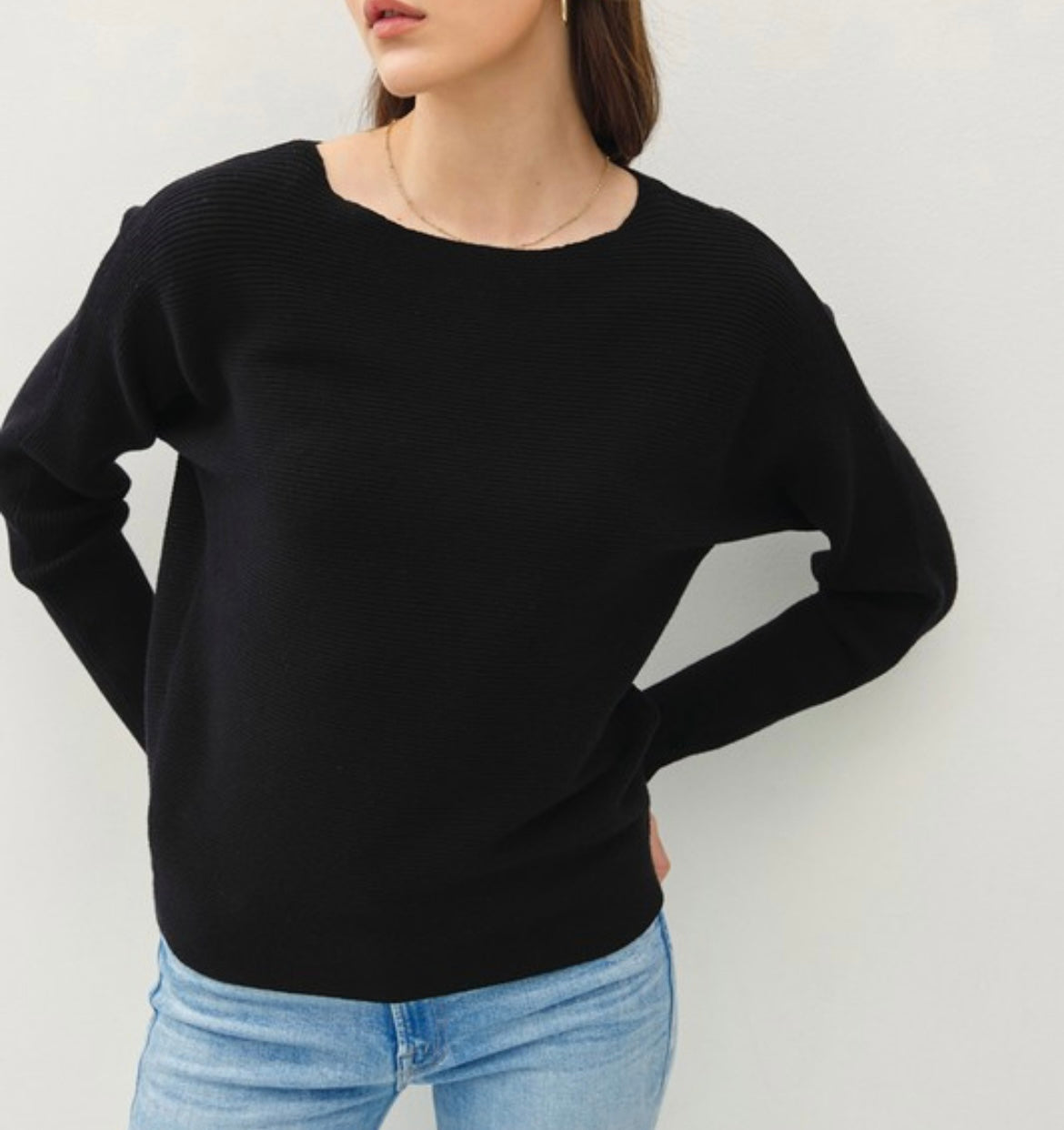 Boat Neck Knit Top