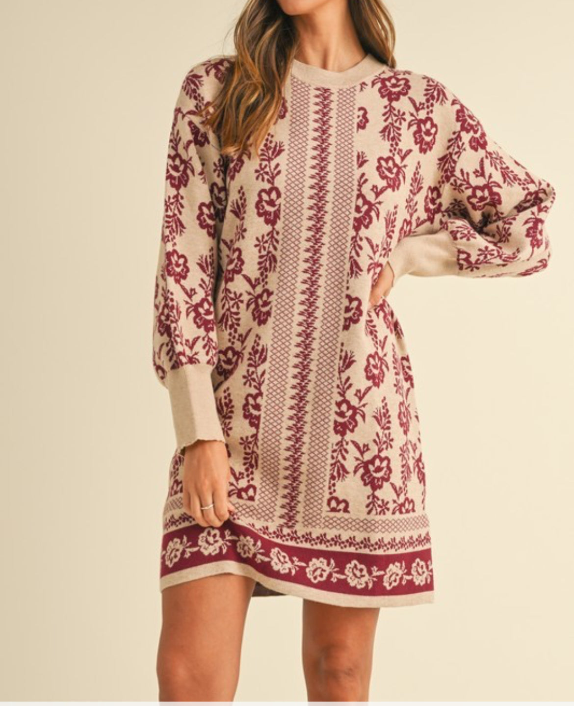 Floral Jacquard Sweater Dress