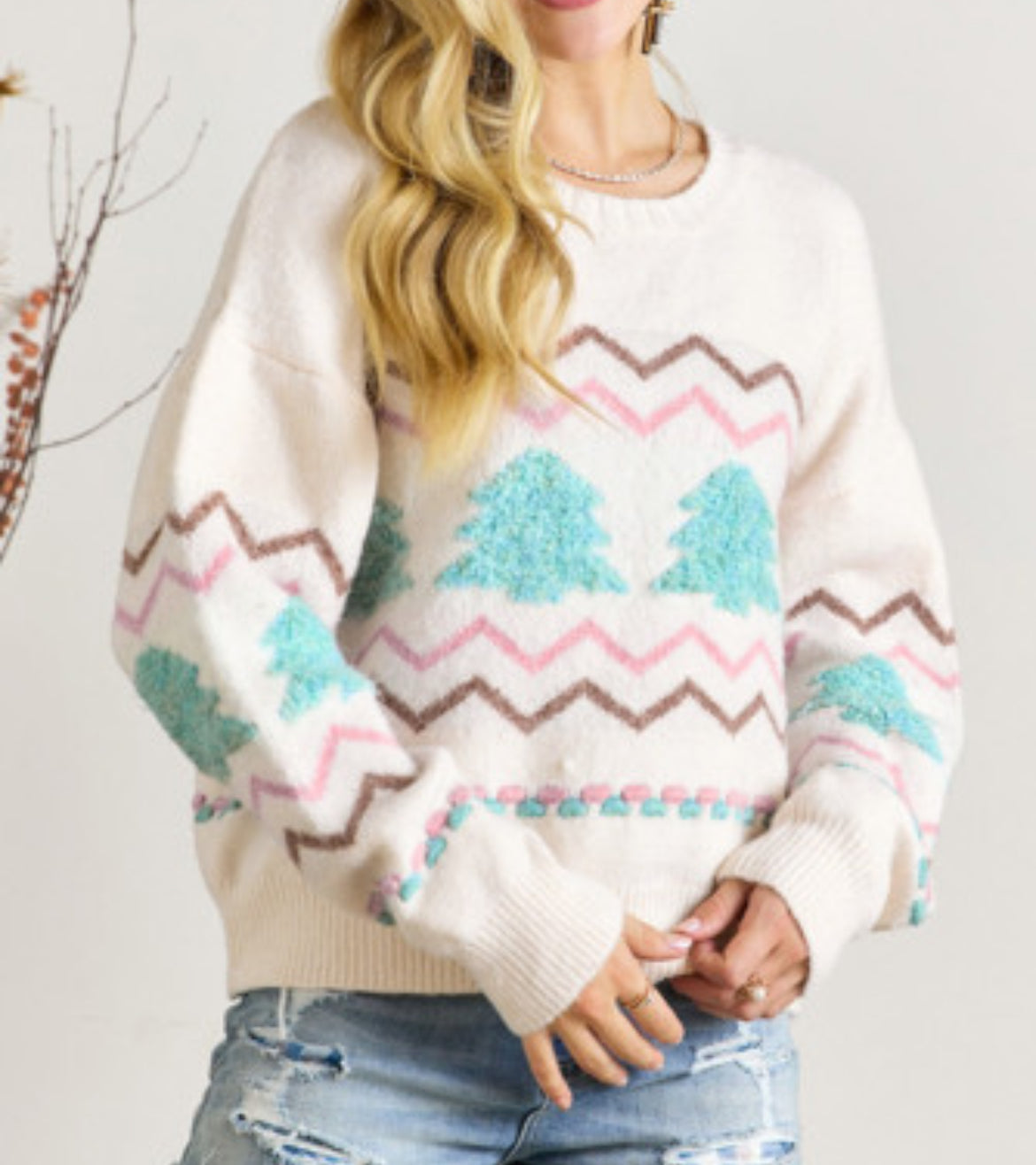 Winter White Tree Sweater