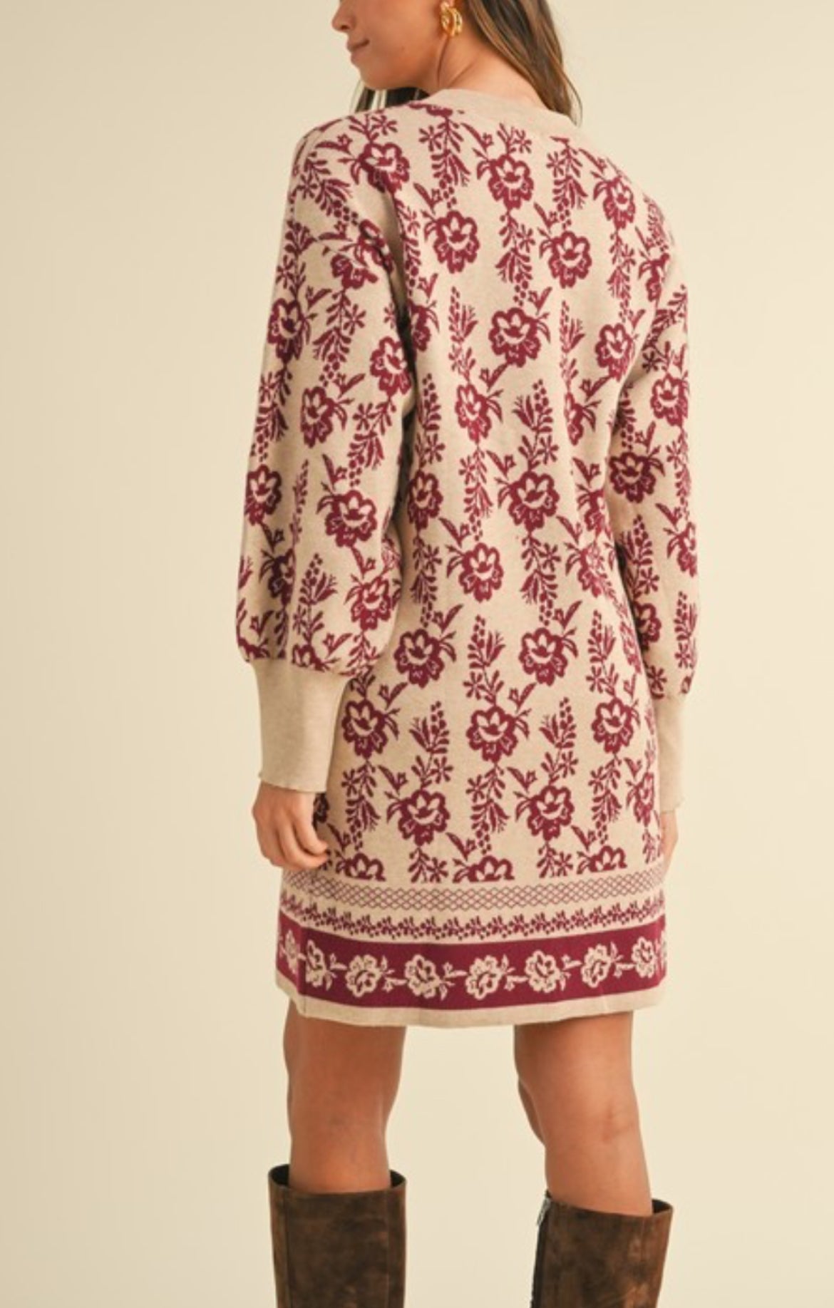 Floral Jacquard Sweater Dress