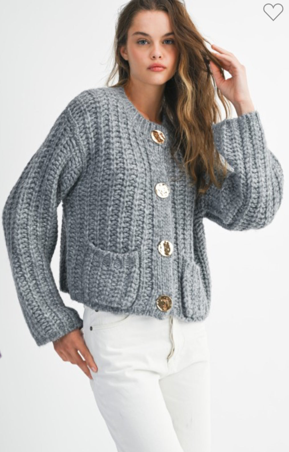 Chunky Knit Gold Button Sweater