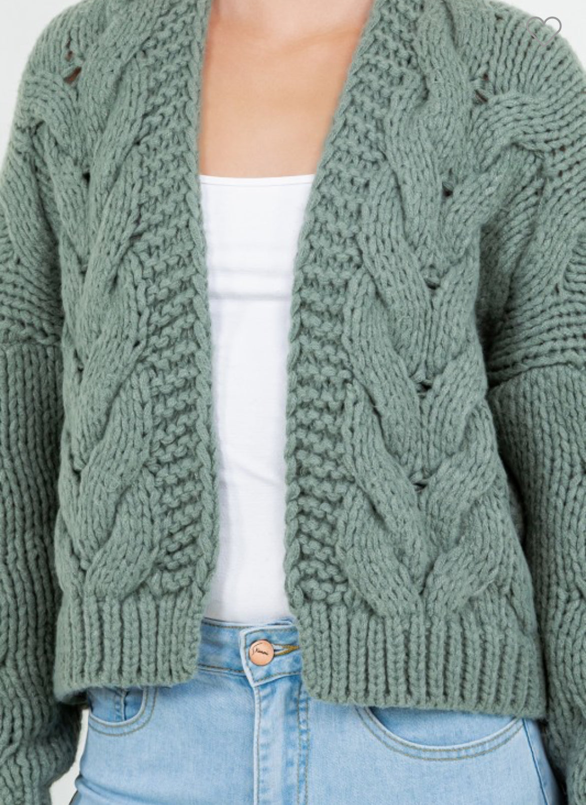 Chunky Cable Knit Open Cardigan