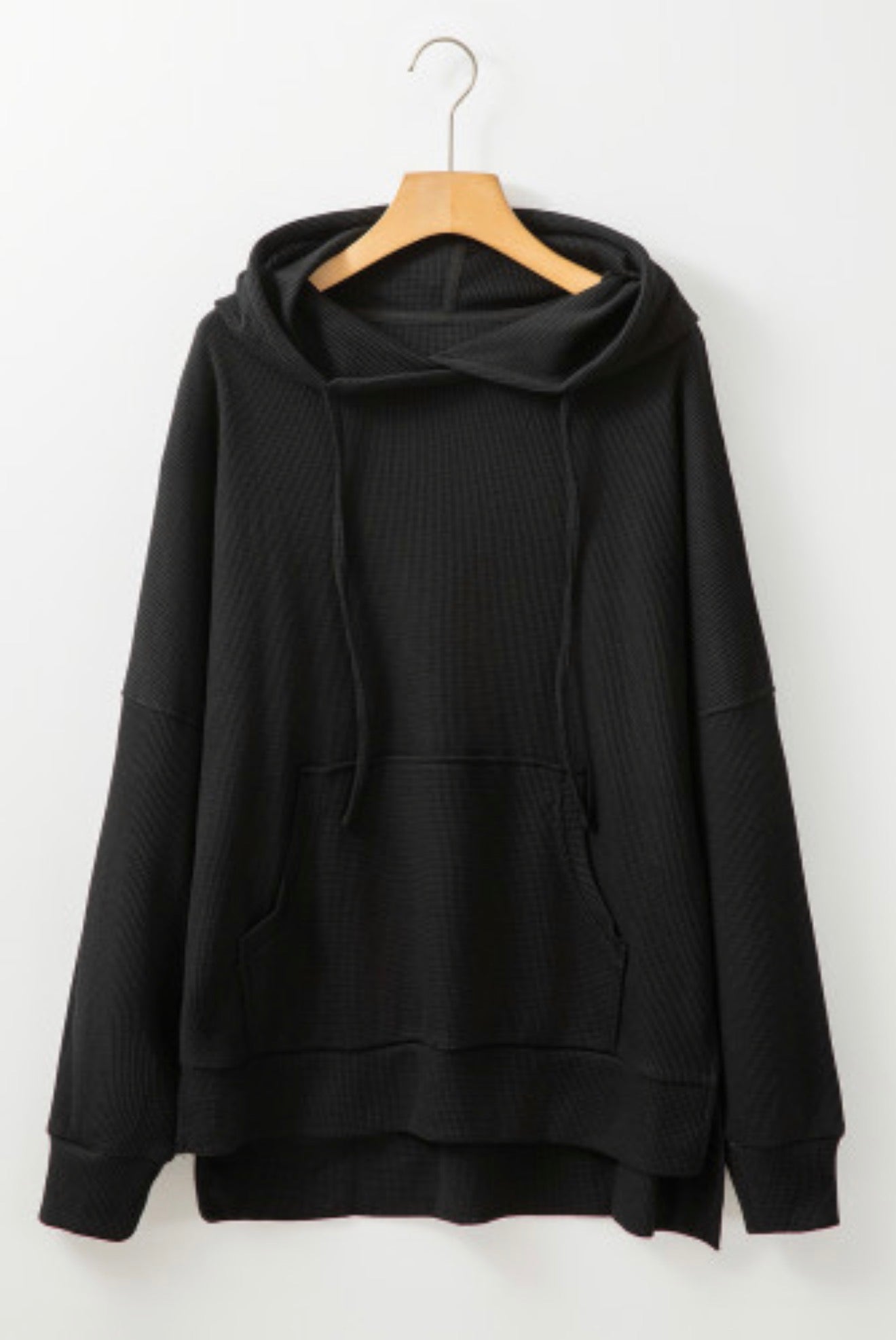 Hooded Waffle Long Sleeve Top