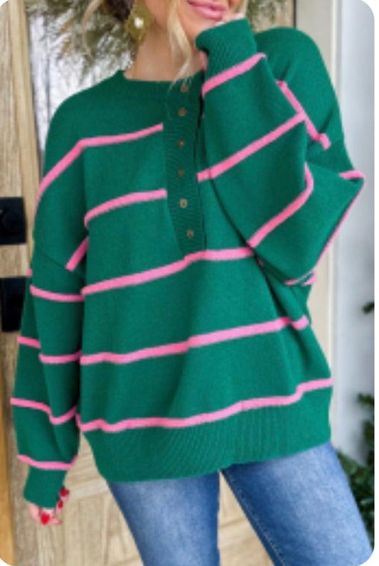 Half Button Oversized Sweater