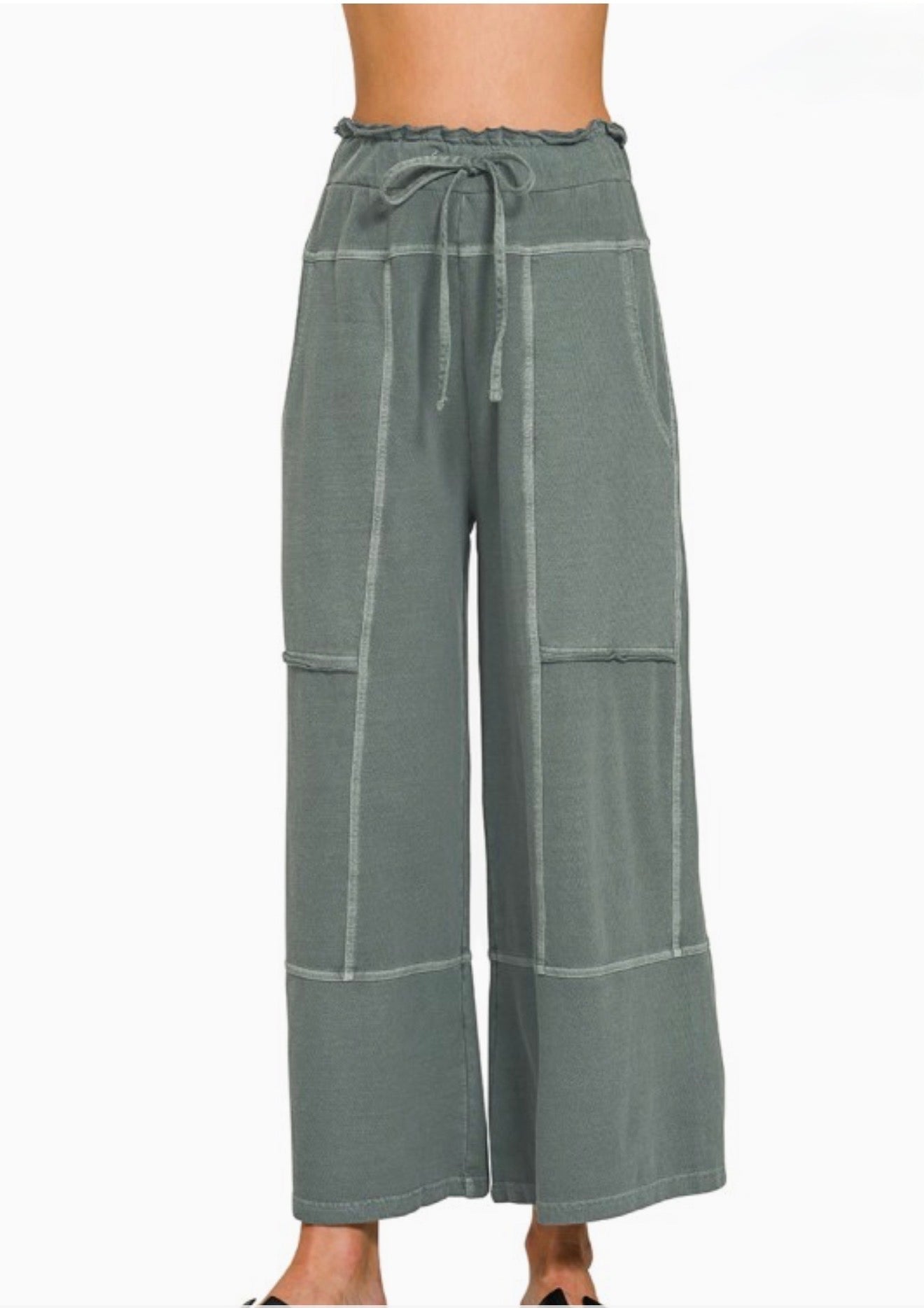 French Terry Washed Wide Leg Pant