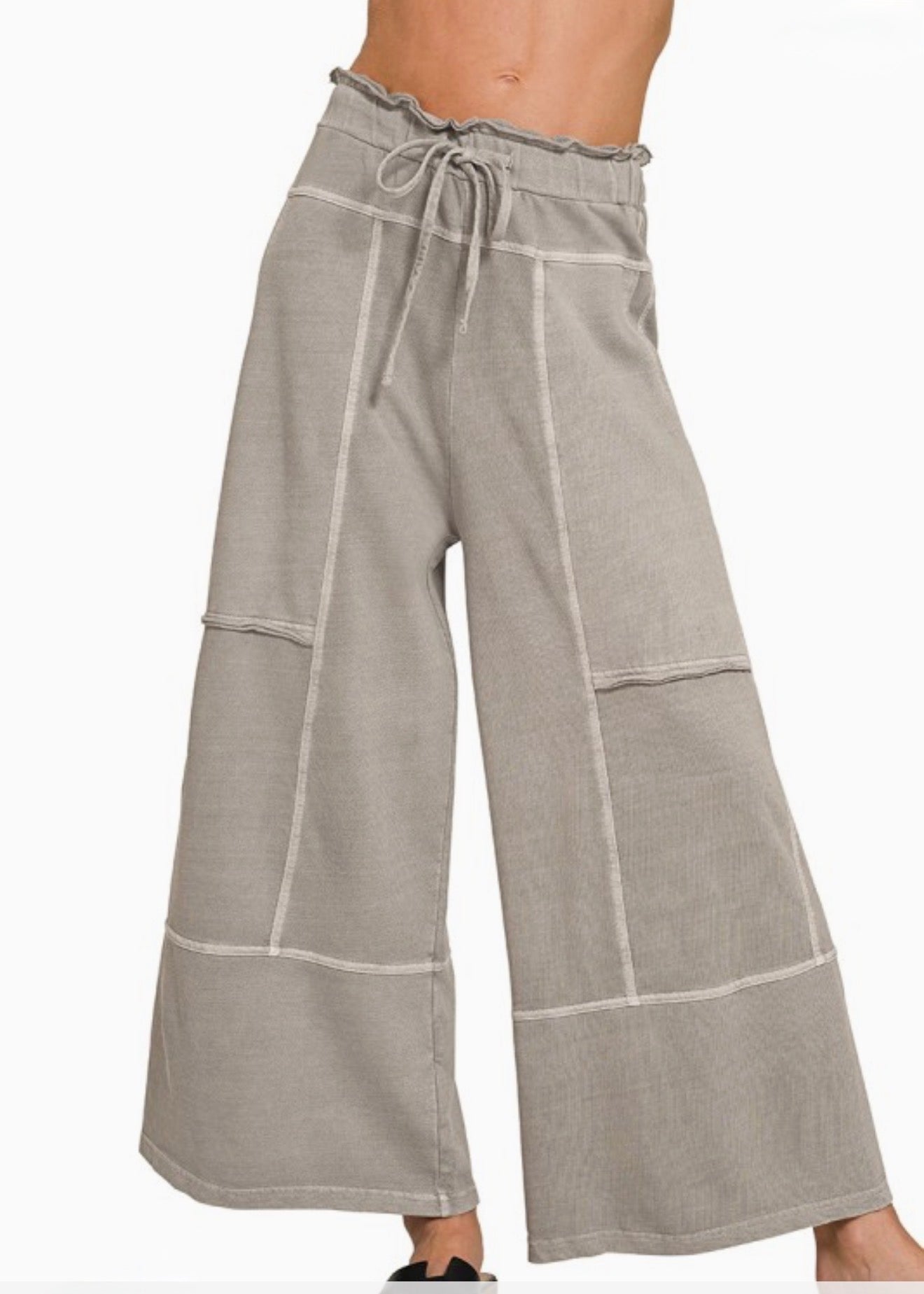 French Terry Washed Wide Leg Pant
